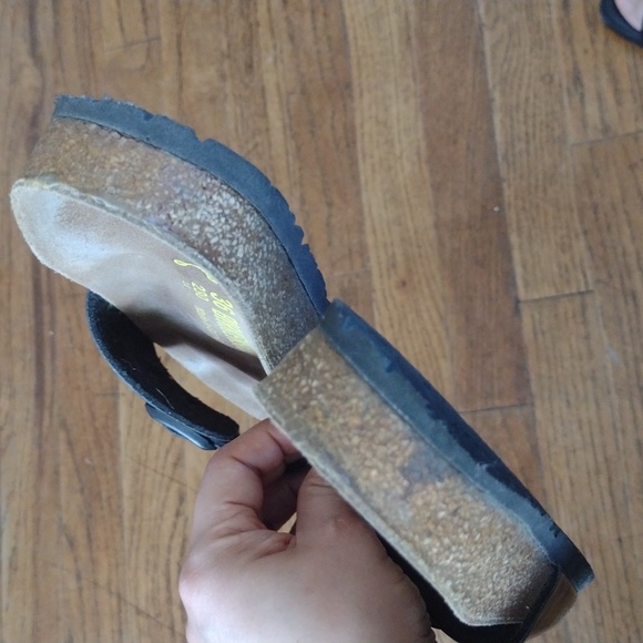 Birkenstock Madrid Birko-Flor Black Patent Cork Sandal Size 5 - Picture 9 of 13
